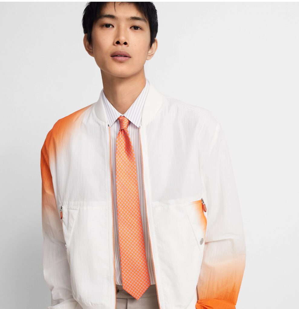La cravatta di Hermès Tie 7 Façonnée Upside Down. Photocredit HERMES.COM