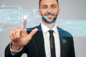 young-businessman-clicking-virtual-button