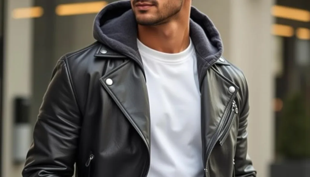 giacca di pelle elegante uomo