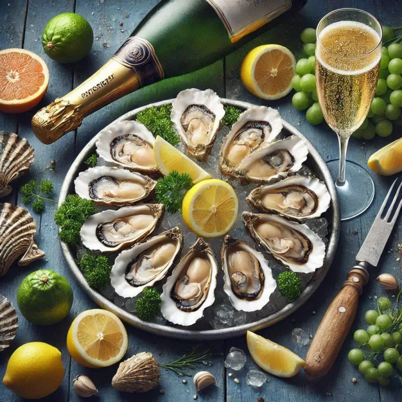 Ostriche crude con champagne