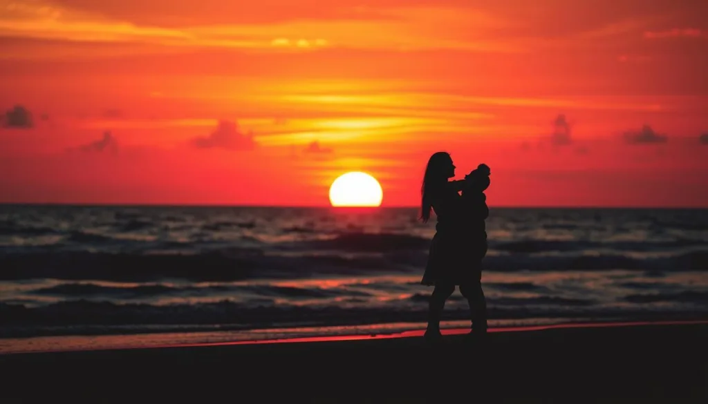 Coppia che si abbraccia al tramonto, simbolo di romanticismo