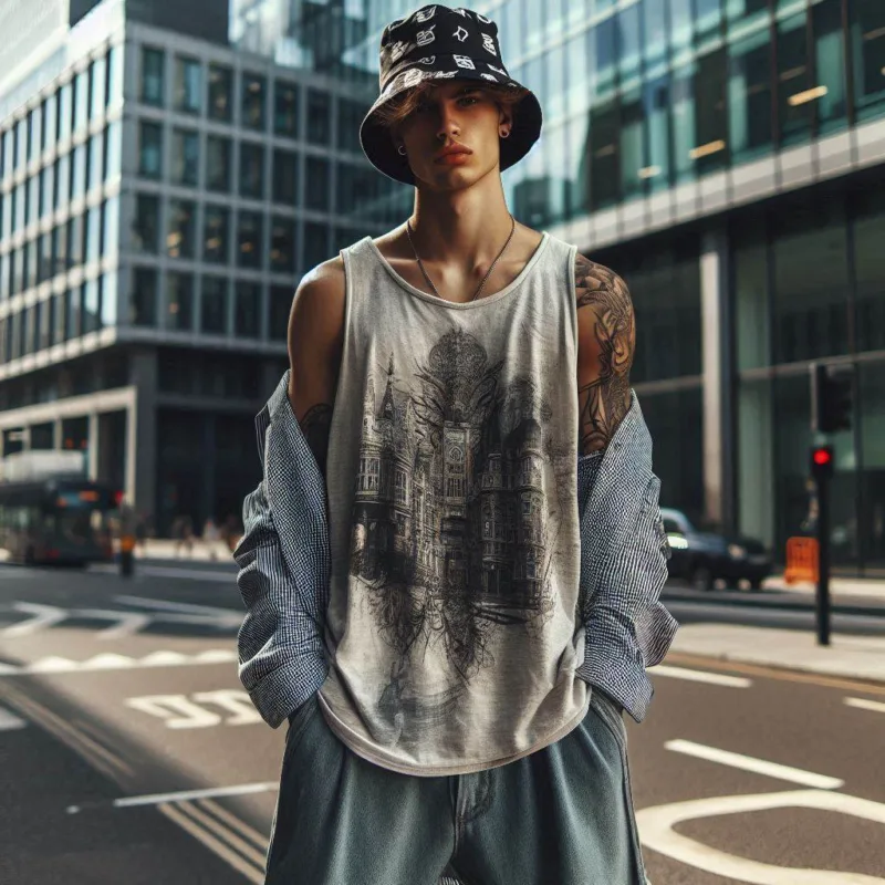 Look urbano street style con canotta uomo