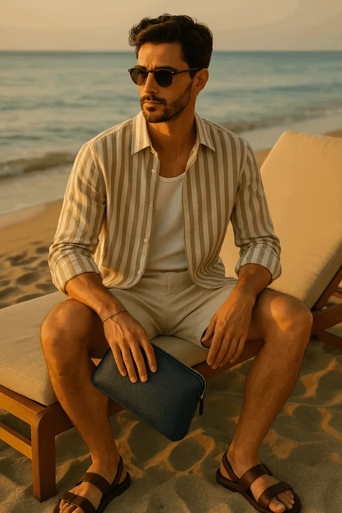 L'uomo di stile in spiaggia con la pochette: eleganza minimal per il gentiluomo contemporaneo