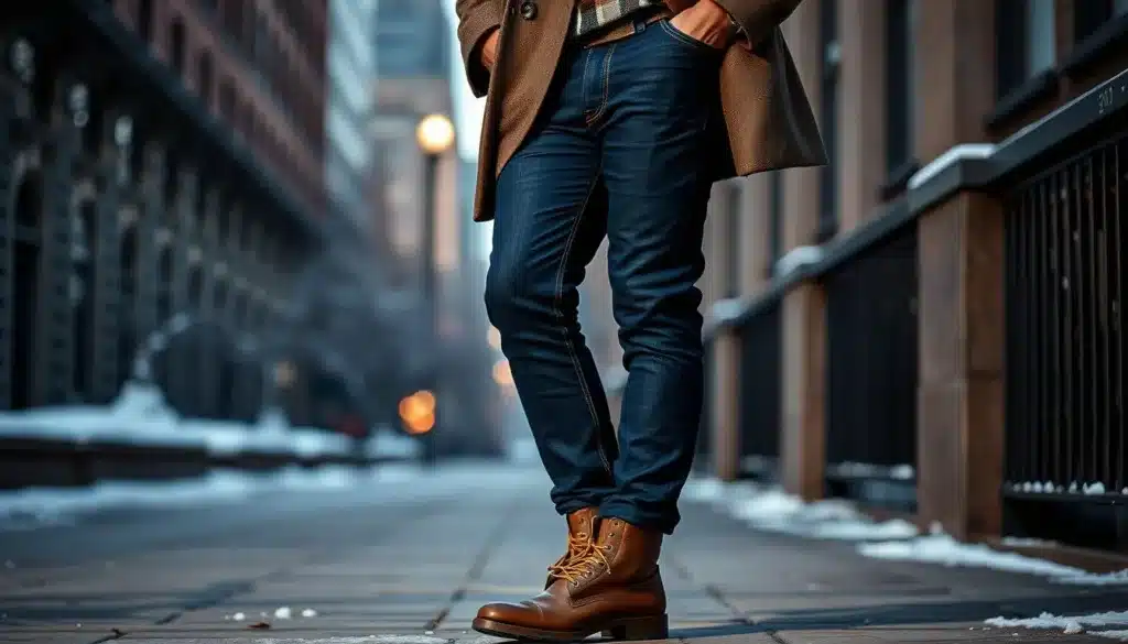 jeans uomo in inverno