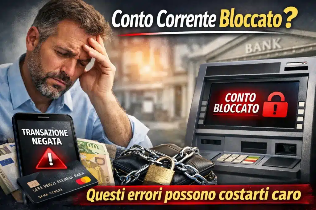 Trovarsi con il conto corrente bloccato è una delle situazioni più stressanti per un uomo che lavora, gestisce una famiglia o un’attività.