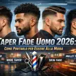 Il taper fade è un taglio di capelli maschile che combina eleganza e versatilità, caratterizzato da una dissolvenza graduale dei capelli dalla parte superiore della testa verso il basso.