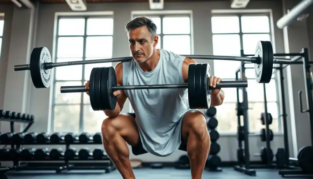 esercizi con i pesi e squat per stimolare i muscoli