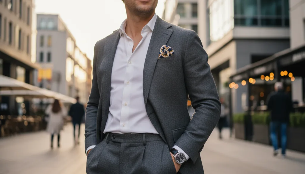 abbinamento pochette uomo outfit