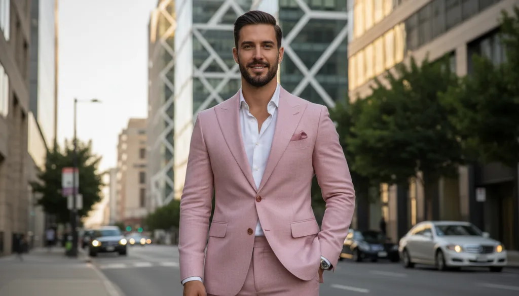 completo camicia rosa stile moderno