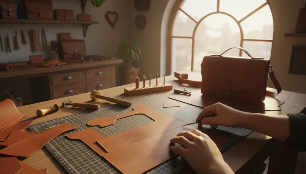 lavorazione artigianale pelle borsa classica