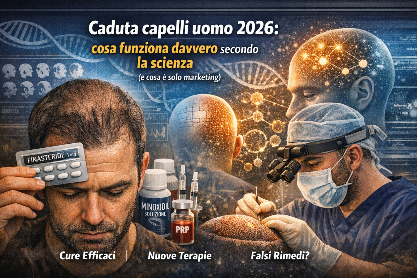 Caduta dei capelli di un uomo: cosa funziona davvero