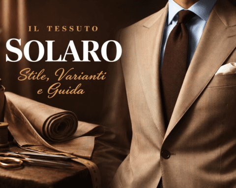 Il Solaro è uno dei tessuti più riconoscibili della sartoria maschile; òa sua superficie presenta un colore principale neutro, spesso beige o sabbia, mentre un sottile riflesso rosso o arancio appare quando la luce colpisce il tessuto