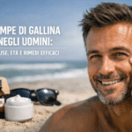 Gli uomini soffrono di zampe di gallina, le rughe fini intorno agli occhi, spesso in modo più marcato rispetto alle donne a causa della pelle più spessa ma meno idratata e dell'esposizione intensa al sole.