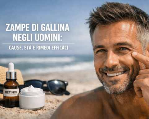 Gli uomini soffrono di zampe di gallina, le rughe fini intorno agli occhi, spesso in modo più marcato rispetto alle donne a causa della pelle più spessa ma meno idratata e dell'esposizione intensa al sole.