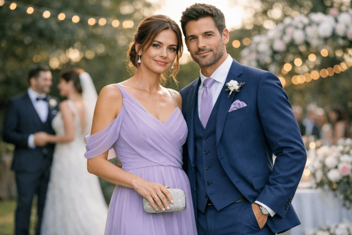 Scopri le tendenze cerimonie 2026: lui e lei si coordinano con classe, non con copia. Palette vincenti (blu notte + lilla), dettagli discreti e regole anti-forzature. Il gentleman sa creare armonia stilistica senza rubare la scena. Guida completa per outfit di coppia perfetti!