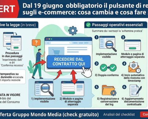 Dal 19 giugno il pulsante di recesso negli e-commerce diventa obbligatorio: cosa devono sapere imprenditori e professionisti.