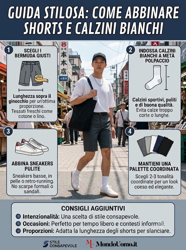 Shorts con calza bianca a vista non sono più un errore da evitare, ma un codice estetico preciso