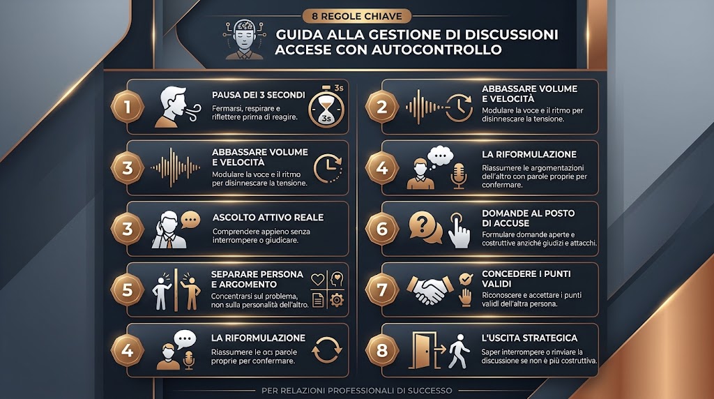Un gentleman gestisce una conversazione accesa controllando prima sé stesso e poi il dialogo