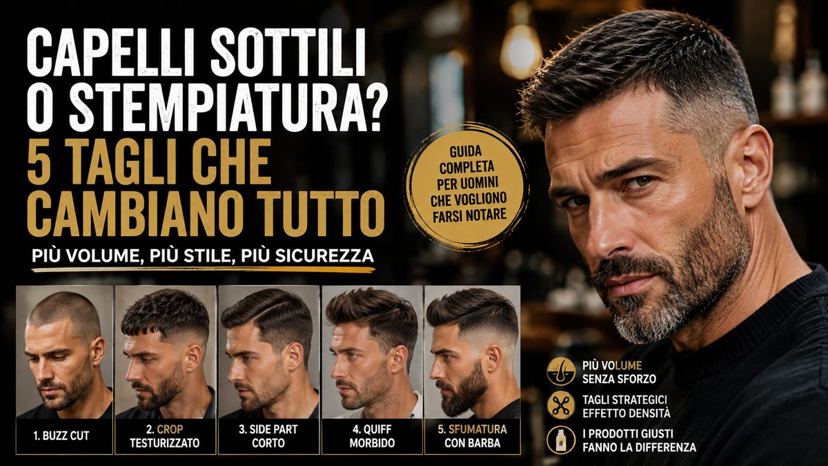 I migliori tagli per un con capelli sottili oppure in presenza di una stempiatura evidente sono quelli corti e strutturati