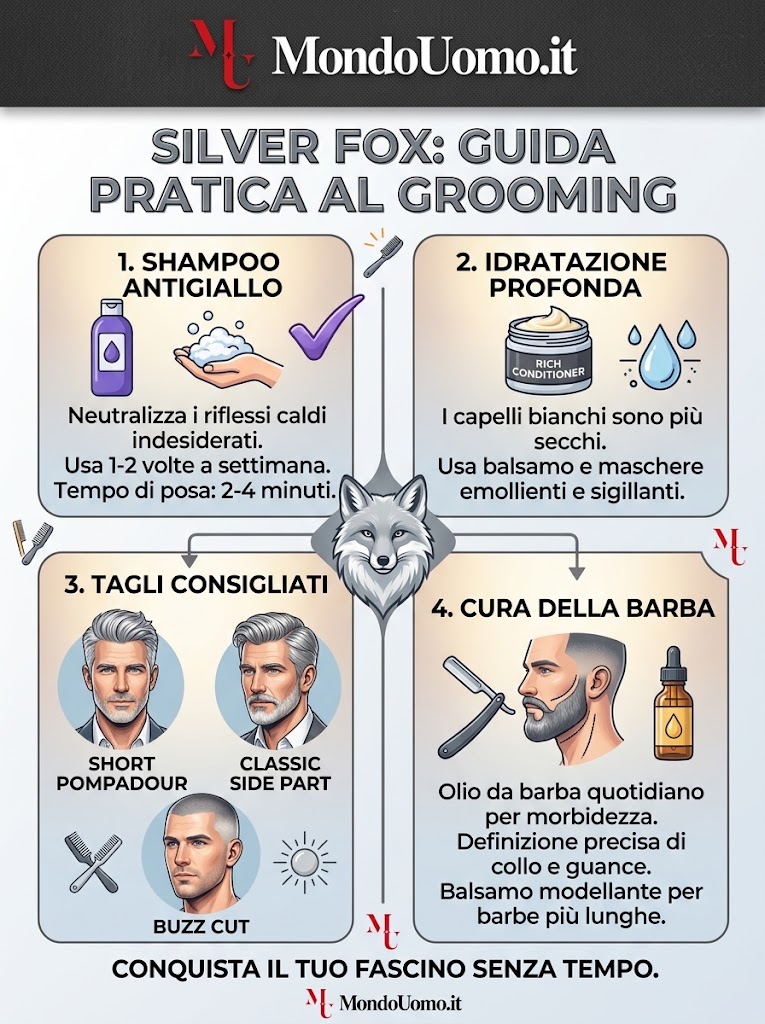 Silver Fox: Come valorizzare i capelli bianchi e la barba sale e pepe senza sembrare trascurati