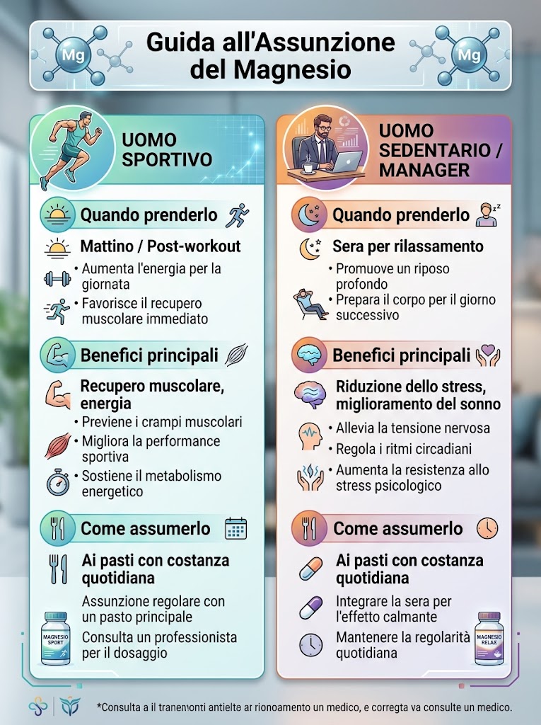 guida all'assunzione del magnesio, personalizzata per uomini sportivi e non